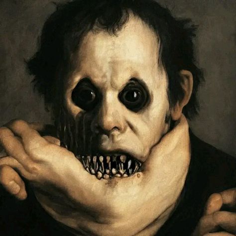 L Halloween Pfp, Teeth Horror Art, Creepy Teeth Art, Creepy Smile Aesthetic, Body Horror Art Ideas, G0re Art, Horror Face Painting, Gore Painting, Pfp Gore