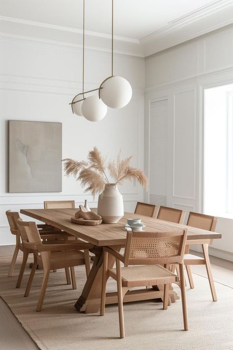 Scandinavian Minimalist Dining Room, Minimalist Chic Home Decor, Scandinavian Interior Design Dining Room, Minimalist Table Setting Home, Scandinavian Dinner Table, Scandinavian Dining Area, Scandinavian Interior Dining Room, Family Home Aesthetic, Dining Table Arrangements