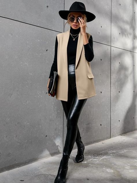 Blazer Vest Outfit, Western Winter Fashion, Vest Outfits For Women, Ny Outfits, Look Legging, Elegante Casual, Looks Street Style, Winter Outfits For Work, Vest Outfits