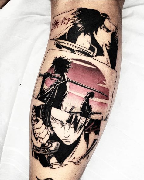 2 Me gusta, 0 comentarios - AnimeTattoo 🥰 (@animetattoo100k) en Instagram: "Samurai Champloo 🤯🤯🤯 @fetattooer Awesone 🔥  Follow me and Tag your. Otaku Friends to the best Anime…" Samurai Champloo Tattoo, Jin Samurai Champloo, Mugen Samurai Champloo, Anime Sleeve, Anime Tattoo Ideas, Japanese Flower Tattoo, Photo Naruto, Samurai Tattoo Design, Comic Tattoo