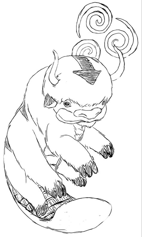 Appa Avatar Sketch, Appa Drawing Avatar, Appa Drawing Simple, Appa Sketches, Avatar Appa Drawing, Drawing Avatar The Last Airbender, Atla Appa Tattoo, Appa Drawing Easy, Atla Coloring Pages