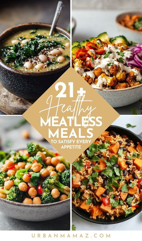 Looking for healthy meatless meals? Check out these 21+ healthy meatless meals to satisfy every appetite! Affordable Vegetarian Recipes, Best Meatless Meals, No Meat Dinner Ideas, Meals To Meal Prep, Healthy Meatless Meals, Vegan Recipes For Breakfast, No Meat Meals, Vegan Meal Prep Ideas, Meatless Meals Healthy