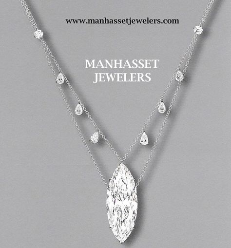 Marquis Diamond Necklaces, Platinum Diamond Necklace, Marquis Diamond Pendant, Marquis Diamond Settings, Thali Chains, Marquise Diamond Necklace, Ring Redesign, Marquise Necklace, Marquis Diamond