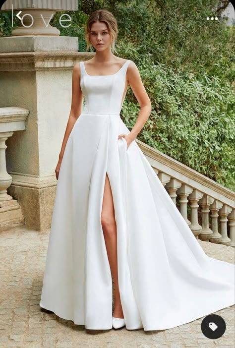 Simple Wedding Gown Minimalist, Love By Enzoani, Bridal Gowns Simple, Gowns Simple, Wedding Gown Simple, Minimal Wedding Dress, Simple Wedding Gowns, Reception Gown, Classy Wedding Dress