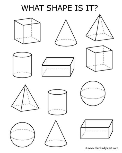 Free printable worksheets for preschool, Kindergarten, 1st, 2nd, 3rd, 4th, 5th grades. 3D shapes. 3d Shapes Kindergarten, Kindergarten Geometry, 3d Shapes Activities, 3d Shapes Worksheets, 3 Dimensional Shapes, Shape Worksheets For Preschool, Shapes Worksheet Kindergarten, Shapes Kindergarten, Geometry Worksheets