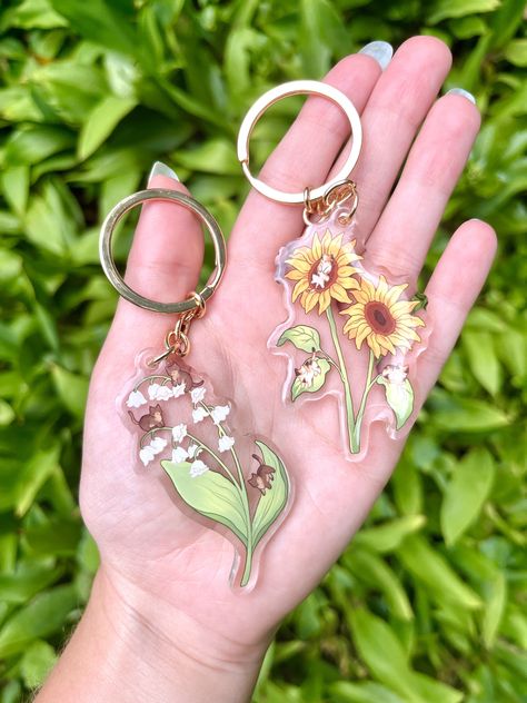 Brown Cats, Sunflower Keychain, Small Business Items, Cottagecore Gifts, Cute Cottagecore, Calico Cats, Acrylic Keychains, Artwork Gifts, Brown Cat