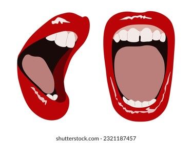 Scream Typography, Mouth Side Profile, Mouth With Tongue Out, Mouth Side View, Face Flower Pots, Tooth Poster, Mouth Screaming, Mouth Logo, Open Mouth Drawing