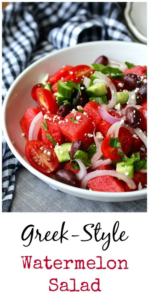 Baked Parmesan Tomatoes, Olives Kalamata, Salad Macaroni, Watermelon Salad Recipes, Salad Quinoa, Salad Kale, Fresh Tomato Recipes, Feta Cheese Salad, Tomatoes Recipes