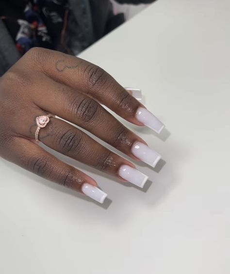 White Top Acrylic Nails, Long And Simple Nails, Clear Acrylic Nail Sets, Funny Bunny And White Tip Nails, Nut White French Tip Nails, Basic Set Nails, Full Sets Nails, Basic Full Set Nails, Off White Acrylics