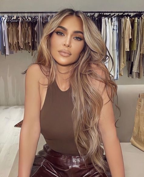 Rambut Brunette, Kim Kardashian Hair, Kardashian Hair, Honey Blonde Hair, Honey Hair, Blonde Hair Inspiration, Blonde Hair Looks, Brown Blonde Hair, Long Blonde