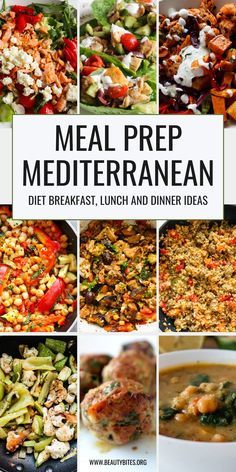 More than 30 Easy Meal Prep Mediterranean Diet Recipes! These healthy Mediterranean recipes include meal prep breakfast ideas, lunch ideas, side dishes, healthy Mediterranean bowls and so much more! All the healthy meal prep inspiration that you need! Mediterranean Weekly Meal Prep, Meditterean Lunch Recipes, Mediterranean Chicken Meal Prep, Savory Mediterranean Dinner, Easy Meditterean Diet Meals, Mediterranean Recipes For Lunch, Easy Mediterranean Diet Breakfast Ideas, Mediterranean Diet Quinoa Recipes, Easy Mediterranean Lunch Recipes