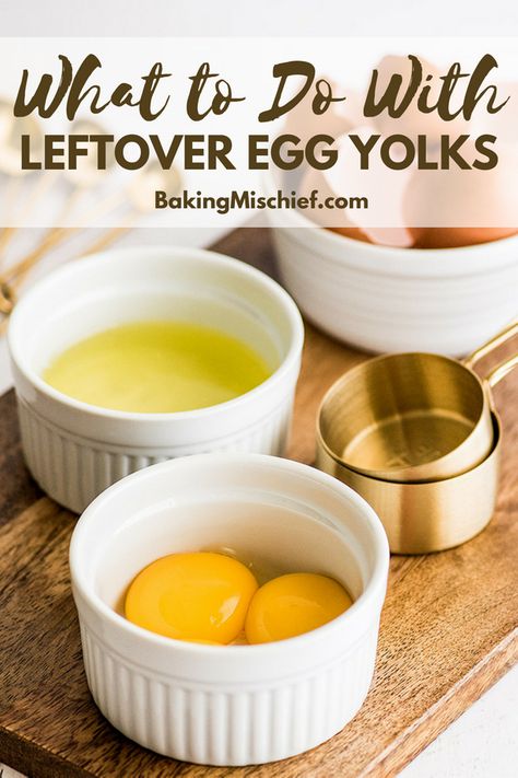 40+ Egg Yolk Recipes to use up leftover egg yolks and instructions for storing egg yolks in the refrigerator. Recipe Using Egg Whites, Yolk Recipes, White Recipes, Egg Yolk Recipes, Egg Yoke, Storing Eggs, Egg White Recipes, Egg Yolks, Egg White