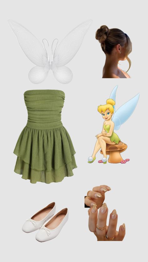 #halloween #autumn #costume #outfitinspo #tinkerbelle Halloween Costumes Single, Tinker Bell Characters, Tinkerbell Outfit, Autumn Costume, Tinkerbell Costume, Peter Pan Costume, Tinker Bell Costume, Carnival Dress, Peter Pan And Tinkerbell