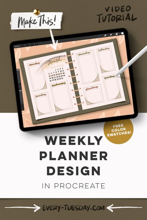 Weekly Planner Design in Procreate - Every-Tuesday Color Palettes Procreate, Hair Color Palette, Make A Color Palette, Create A Color Palette, Eye Color Palette, Color Palette Procreate, Procreate Color Palettes, Weekly Planner Design, Procreate Color Palette