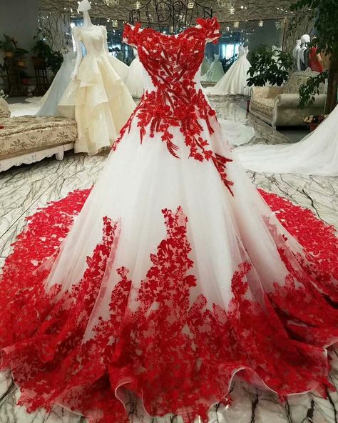 After Lilith takes another hit at Crystal and wipes her of her memori… #fanfiction #Fanfiction #amreading #books #wattpad Red And White Wedding Dress, High Neck Long Sleeve Wedding Dress, White Ballgown, Red Wedding Gowns, Red And White Wedding, Baju Kahwin, Red And White Weddings, Red Wedding Dress, Quince Dresses Red