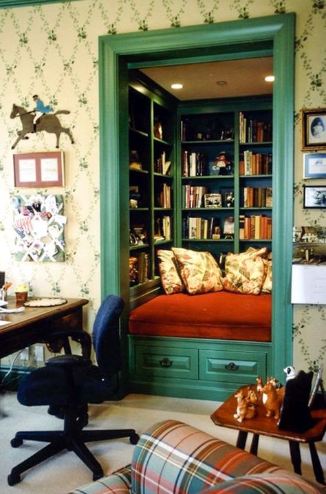 The Best Reading Nooks to Escape Into Small Closet Library Ideas, Small Closet Turned Into Reading Nook, Reading Nook Diy Corner, Closet Into Book Nook, Farmhouse Reading Room Ideas, Making A Reading Nook, Closet To Nook Conversion, Rv Reading Nook, How To Create A Reading Nook