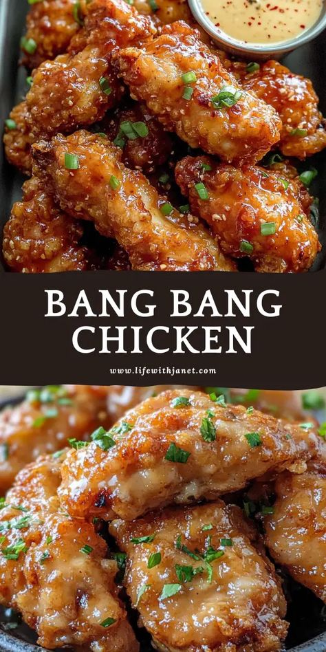 Bang Bang Chicken What To Make With Popcorn Chicken, Ideas With Chicken Tenders, Ribs And Chicken Dinner, Dinner Recipes Chicken Wings, Chicken Tender Lunch Ideas, What To Do With Chicken Wings, Easy Bang Bang Chicken, Bang Bang Chicken Air Fryer Recipes, Bang Bang Chicken Wings