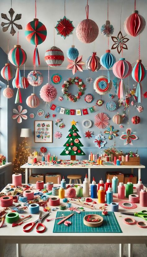 Hanging Diy Christmas Decorations, Christmas Paper Chain Decorations, Paper Chains Decoration, Christmas Ornaments Hanging From Ceiling, Christmas Decor From Ceiling, Paper Chain Christmas Decorations, Diy Hanging Christmas Decorations, Hanging Christmas Ornaments From Ceiling, Ornaments Hanging From Ceiling