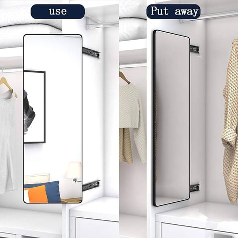 Full Length Mirror Closet, Pull Out Mirror, Mirror Closet, Closet Mirror, Cluster House, Mirror Room, Suit Hangers, Glass And Aluminium, Sliding Wardrobe