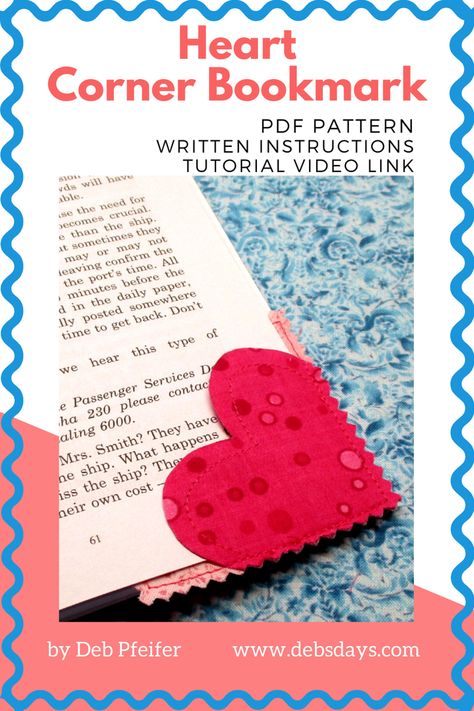 Valentines Bookmarks, Corner Bookmark, Heart Bookmark, Corner Bookmarks, Homemade Valentines, Small Sewing Projects, Simple Valentine, Diy Sewing Projects, Easy Sewing Projects