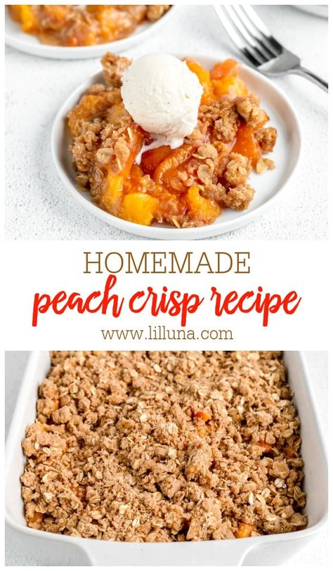 Easy Peach Crisp, Peach Crisp Recipe, Peach Dessert, Peach Dessert Recipes, Peach Crisp, Peach Recipes, Peach Desserts, Dessert Simple, Peach Cobbler Recipe