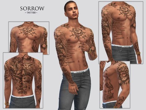 The Sims Resource - Sorrow Tattoo Cc Tattoo, Lotes The Sims 4, Sims 4 Men Clothing, Sims 4 Male Clothes, Sims 4 Tattoos, Sims 4 Tsr, Cc Sims4, Sims 4 Cas Mods, The Sims 4 Skin