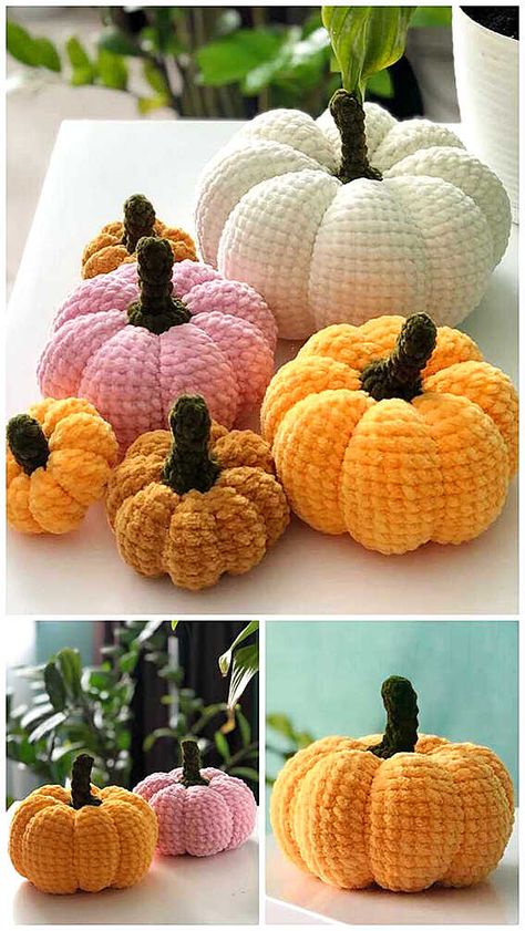 Crochet Fluffy Pumpkin, Pattern For Pumpkins, Crochet Fall Pumpkins, Plush Pumpkin Crochet, Crochet Stuffed Pumpkin Free Pattern, Crochet Velvet Pumpkin Free Pattern, Crochet Velvet Pumpkin Pattern, Halloween Plush Crochet Patterns, Free Crocheted Pumpkin Patterns