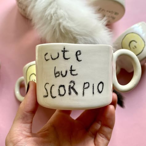 Big Funny Mugs, Scorpio Mug, Funny Ceramic Mugs, Aesthetic Ceramic Mugs, Trendy Ceramics, Cute Etsy Finds, Witch Ceramics, Ceramic Quotes, Mugs With Words