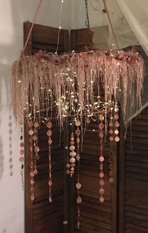 Witchy Chandelier, Closet Chandelier Walk In, Fairy Ceiling, Diy Outdoor Chandelier, Faux Chandelier, Closet Chandelier, Casey Wilson, Shabby Chic Chandelier, Chic Chandelier