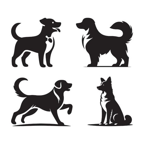 Vector dogs set silhouette on a white ba... | Premium Vector #Freepik #vector Dog Silloettes, Speak Logo, Dog Vector Art, Pet Silhouette, Dog Stencil, Dog Silhouettes, Silhouette Dog, Dog Logo Design, Cm Logo