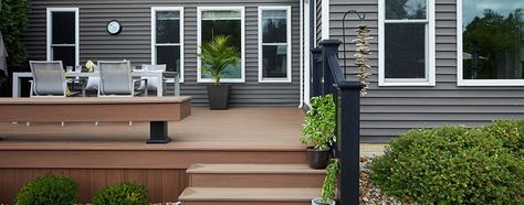 Tips for House and Deck Color Combinations | TimberTech Deck Color Combinations, Deck Color Schemes, Deck Fascia, Under Deck Drainage, Timbertech Decking, Azek Decking, Outdoor Living Space Design, Living Space Design, Tertiary Color