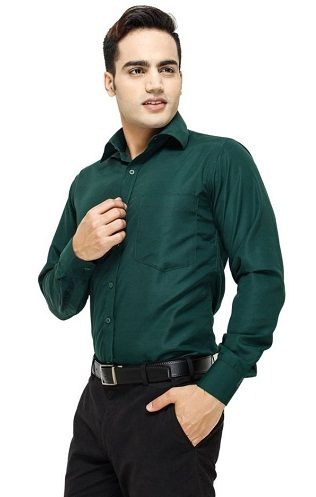 Dark Green Men Shirt Dark Green Shirt For Men, Green Shirt Outfit Men, Shirt Pant For Men, Green Shirt Outfits, Green Shirt Men, Formal Dress For Men, Dark Green Shirt, Corporate Shirts, Green Dress Pants