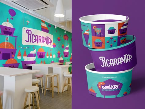 Ice Cream Branding Design Logos, Ice Cream Sign Ideas, Ice Cream Brand Identity, Ice Cream Logo Branding, Ice Cream Branding Design, Ice Cream Cup Design, Ice Cream Shop Branding, Ice Cream Graphic Design, Ice Cream Logo Design