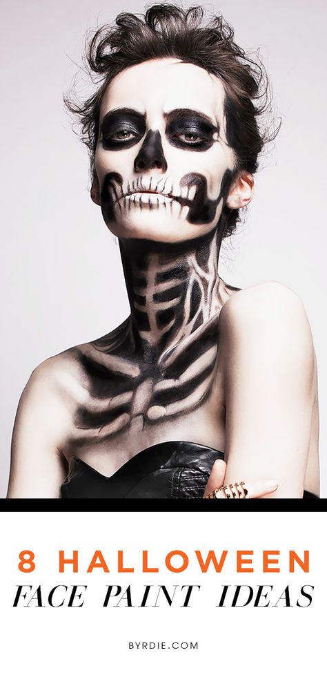 Terrifyingly beautiful Halloween face makeup ideas to try for the spooky night. Creepy Makeup, Dead Makeup, Party Make-up, Makeup Tip, Skeleton Makeup, Amazing Halloween Makeup, Halloween Tattoo, Smink Inspiration, Halloween Makeup Tutorial