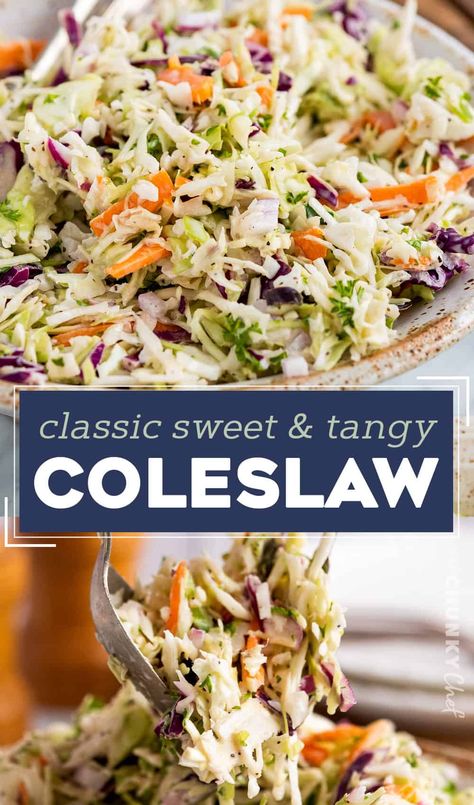 Sweet And Tangy Coleslaw, Tangy Coleslaw Recipe, Easy Coleslaw Recipe, Tangy Coleslaw, Best Coleslaw, Best Coleslaw Recipe, Cabbage And Carrots, Easy Coleslaw, Coleslaw Recipe Easy