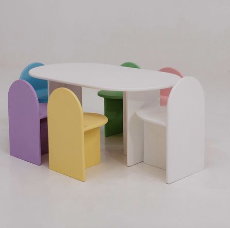 Kids Table In Kitchen, Preschool Must Haves, Kids Round Table, Round Kids Table, Kids Room Table, Children Table And Chairs, Kids Table And Chair Sets, Kids Chair Design, School Furniture Design