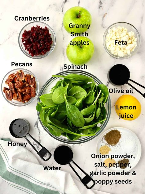 Spinach Cranberry Almond Salad, Green Salad With Apples And Cranberries, Pecan Salad Recipe Dried Cranberries, Salad Spinach Recipes, Arugula Cranberry Pecan Feta Salad, Spinach And Apple Salad, Apple Pecan Feta Salad, Fall Spinach Salad Recipes, Delicious Spinach Recipes