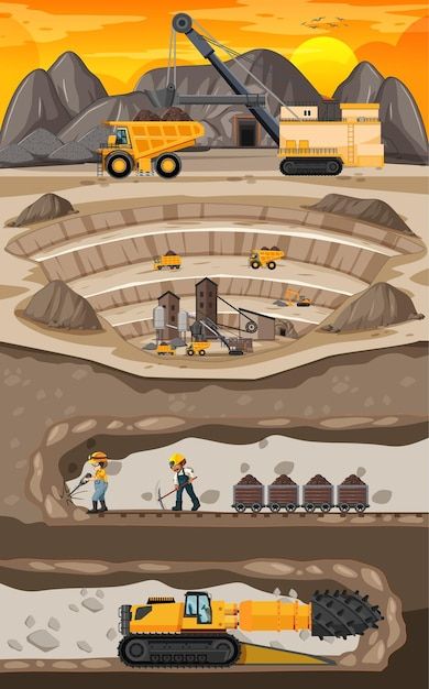 Underground Illustration, Construction Wallpaper, Plant Cartoon, Vector Landscape, Henna Drawings, Mountain Drawing, Mining Equipment, Black Background Images, Gold Mining