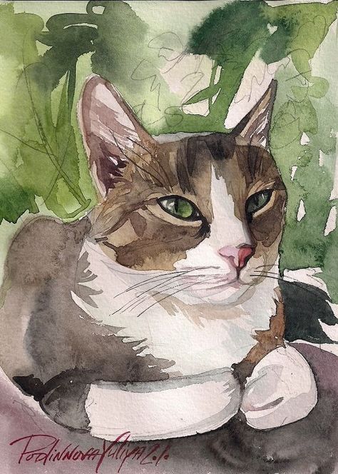 Cat Acrylic, Animals Watercolor, Tabby Cats, Cat Artwork, Cat Air, Watercolor Cat, Arte Sketchbook, Cats Illustration, Dessin Adorable