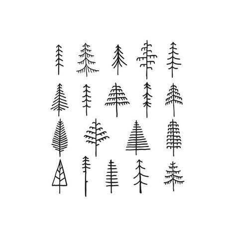 David Rollyn Powell on Instagram: “Pine trees • #doodle #trees #illustration #keepitsimple” Tree Doodle Tattoo, Tree With Snow Tattoo, Doodle Pine Tree, Mini Tree Drawing, Mini Pine Tree Tattoo, Easy Tree Tattoo, Geometric Simple Tattoo, Simple Evergreen Tree Tattoo, Simple Tree Design