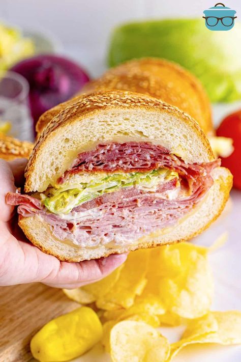 Tik Tok Grinder Salad Sandwich - The Country Cook Grinder Salad Sandwich, Grinder Salad, Grinder Sandwich, Boiled Ham, Italian Meats, Country Cook, Sub Sandwiches, The Country Cook, Sliced Ham