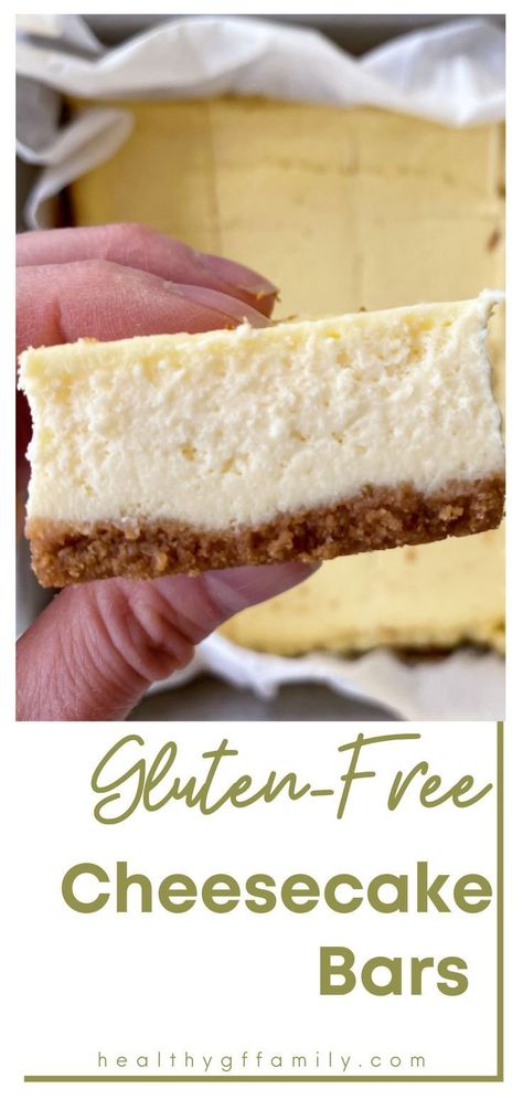 Gluten-Free Cheescake Bars – healthyGFfamily.com Cheesecake Bar, Gluten Free Graham Crackers, Best Gluten Free Desserts, Easy Gluten Free Desserts, Gluten Free Cheesecake, Gluten Free Christmas, Gluten Free Dessert, Gluten Free Desserts Recipes, Chocolate Heaven