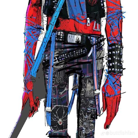 Punk Poses, Hobie Brown Spider Punk, Punk Character Design, Punk Character, Hobie Brown, Spider Punk, Punk Pins, Arte Punk, Diy Jacket