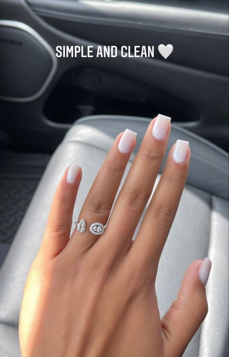 Basic Nails Ideas, White Nail Ideas, Engagement Nails, Milky Nails, Acrylic Toe Nails, Subtle Nails, Simple Gel Nails, Girly Acrylic Nails, Basic Nails