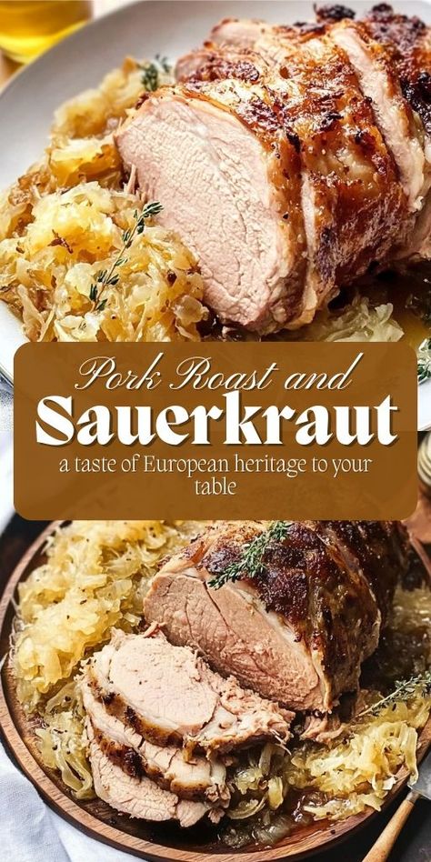 This Pork Roast and Sauerkraut is perfect for cozy family gatherings during colder months! 🥩🥬 Slow-roasted pork is cooked to tender perfection alongside tangy sauerkraut, creating a warm and comforting meal that’s full of flavor. Ideal for holiday dinners or family celebrations, this dish is a winter favorite.

📌 Save this pin to make a flavorful and hearty pork roast with sauerkraut for your next family gathering!
#PorkRoastAndSauerkraut #ComfortFood #FamilyDinners #WinterRecipes Sauerkraut Recipes Homemade, German Sauerkraut Recipes, Pork Roast With Sauerkraut, Slow Cook Pork Chops, Pork Roast Recipes Oven, German Sauerkraut Recipe, Pork And Sauerkraut Recipe, Pork Roast And Sauerkraut, Pork Chops And Sauerkraut