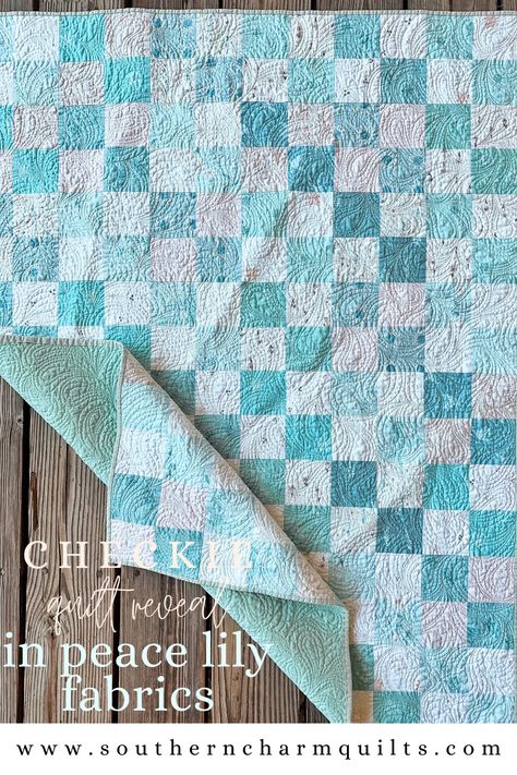 Quilt Reveal - Checkie Quilt #2 in Peace Lily Fabrics - Southern Charm Quilts Charm Quilts, Patchwork Squares, Using Fabric Scraps, Learn To Quilt, Beginner Quilting, Quilt Room, Charm Quilt, Scrappy Quilt Patterns, Quilting Room