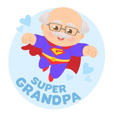 Premium Vector | Happy grandparents day super hero Grandparents Cartoon, Happy Fathers Day Grandpa, Grandfather Cartoon, Grandpa Cartoon, Happy Birthday Grandpa, Happy Fathers Day Greetings, Grandparents Day Crafts, Male Cartoon, Grandfather Birthday