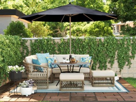 The early Lowe's Memorial Day sale 2022 is here! Right now, get 50 percent off outdoor furniture like outdoor sofas and patio furniture sets. Lowes Patio Furniture, Backyard Gardening Ideas, Round Outdoor Dining Table, Patio Furniture Layout, Backyard Creations, Wicker Outdoor Sectional, Cream Cushions, Memorial Day Sale, Outdoor Loveseat