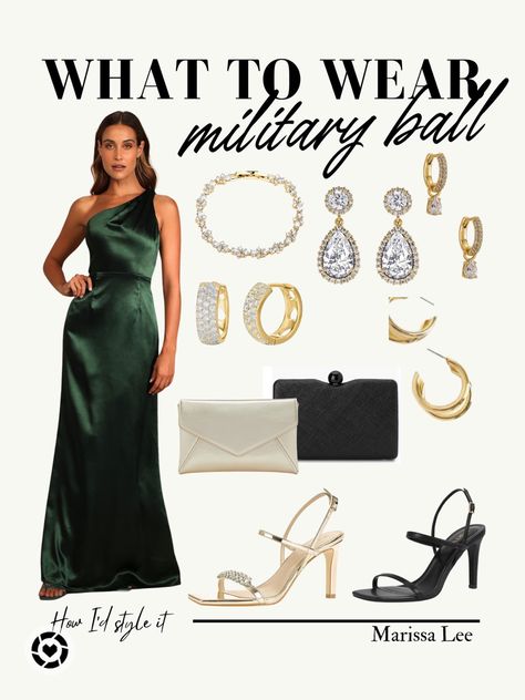 Formal green dresses for the 2023 marine corps ball and style inspiration for military spouses attending the military ball Navy Ball Dress Military, Military Ball Dresses Army, Navy Ball Dresses, Marine Corps Ball Dresses, Military Base Housing, Marine Corps Wedding, Navy Ball, Military Ball Dress, Military Ball Gowns