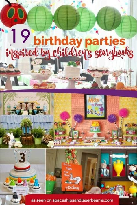 19 Birthday Parties Inspired by Children's Storybooks Bookworm Birthday Party, Bookworm Party, Storybook Birthday, Brown Bear Book, Book Themed Birthday Party, Storybook Party, Happy Birthday Banner Diy, Book Birthday Parties, 19 Birthday